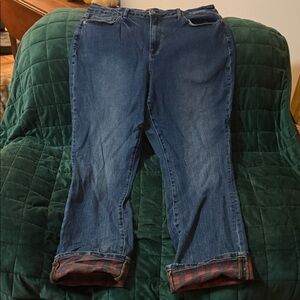 Judy Blue Boyfriend Jeans with Plaid Cuffs